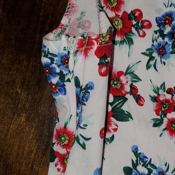 Red White & Blue Floral Print Sleeveless Sundress Lg - Picture 6 of 11